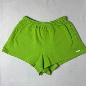 PINK‎ Victoria's Secret Neon Green Lounge Sweat Shorts Large